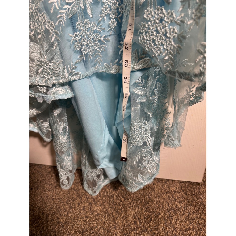 Lulus Light Blue Floral Lace 3D Applique Bustier Maxi Dress Formal Evening Prom - Picture 8 of 16